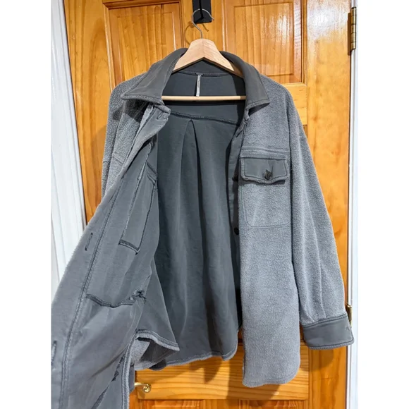 Free People Ruby Jacket Women’s Grey Fleece Oversized Casual Shacket XS - Picture 5 of 8